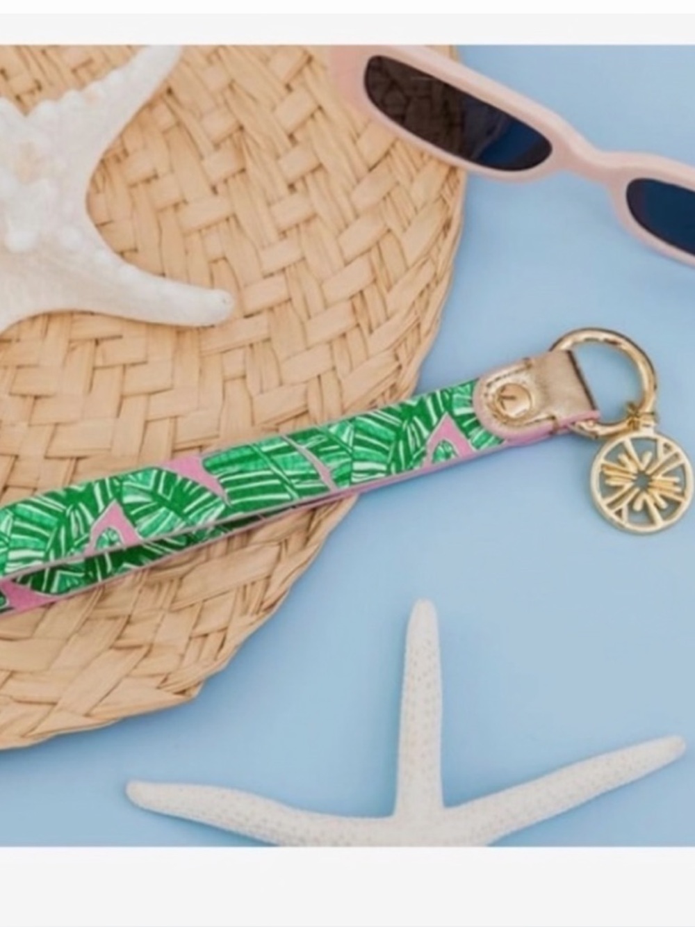 Lilly Pulitzer Palm-Print “Let’s Go Bananas” Wristlet Key Holder with Gold Charm - Picture 2 of 4